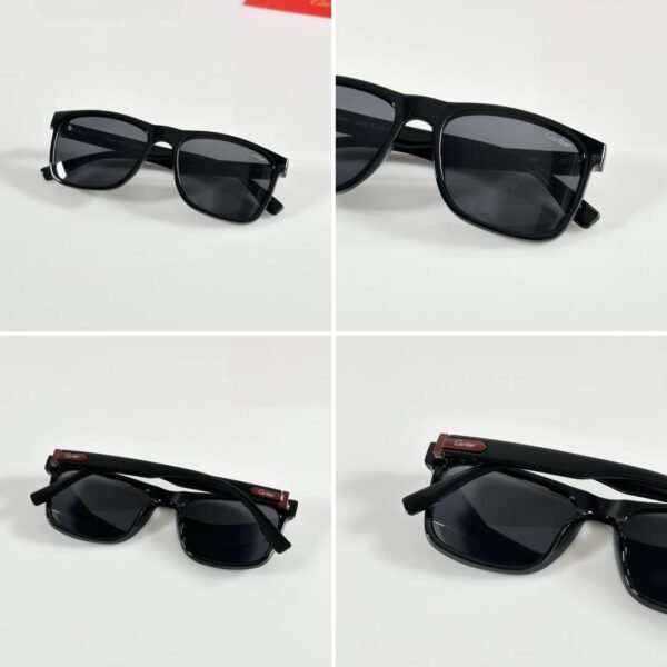 First Copy Cartier Black Square Sunglasses Grey Lens Unisex UV Protection 3115
