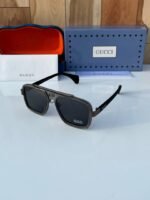 First Copy Gucci Aviator Sunglasses Black Frame Grey Lens