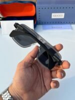 First Copy Gucci Aviator Sunglasses Black Frame Grey Lens