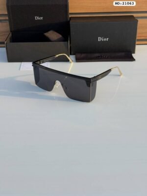 First Copy Dior Shield Black Sunglasses Oversized Frame Unisex UV Protection