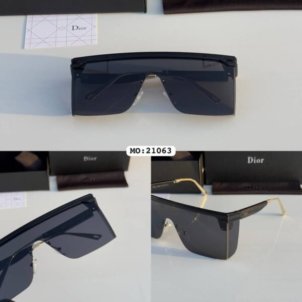 First Copy Dior Shield Black Sunglasses Oversized Frame Unisex UV Protection