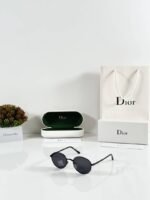 First Copy Dior Round Black Sunglasses Metal Frame Unisex UV Protection