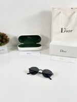 First Copy Dior Round Black Sunglasses Metal Frame Unisex UV Protection