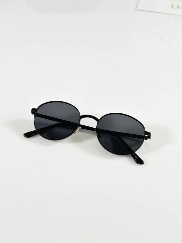 First Copy Dior Round Black Sunglasses Metal Frame Unisex UV Protection