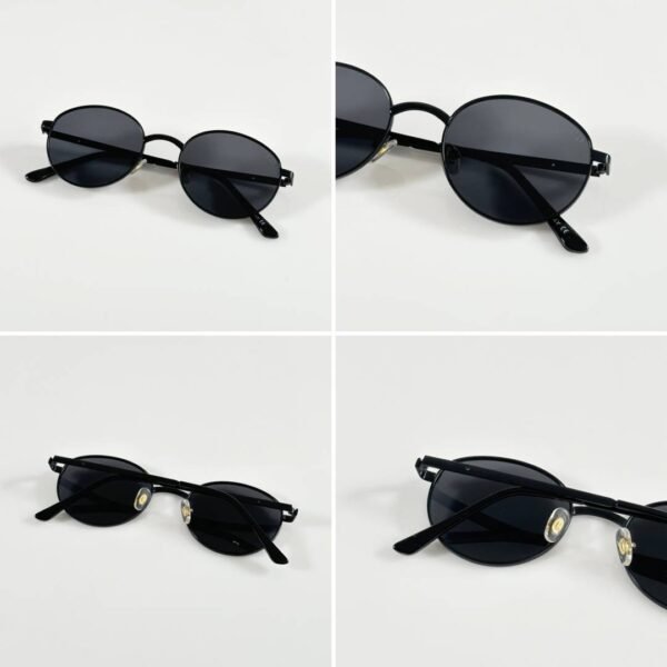 First Copy Dior Round Black Sunglasses Metal Frame Unisex UV Protection