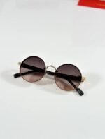 First Copy Cartier Round Brown Gradient Sunglasses Metal Frame Unisex UV Protection