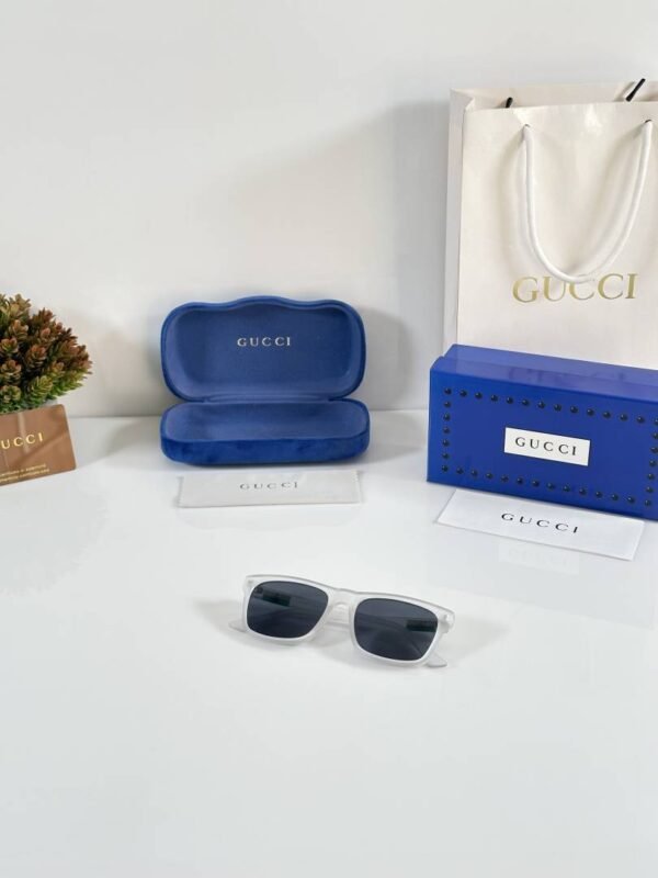 First Copy Gucci Square Sunglasses White Frame Grey Lens