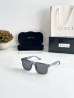 First Copy Gucci Square Sunglasses Grey Transparent Frame Grey Lens