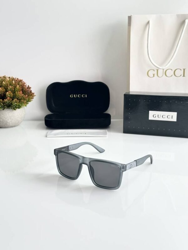 First Copy Gucci Square Sunglasses Grey Transparent Frame Grey Lens