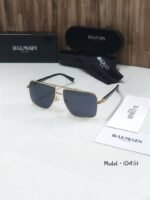 First Copy Balmain Square Grey Lens Sunglasses Metal Frame Unisex UV Protection