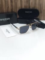 First Copy Balmain Square Grey Lens Sunglasses Metal Frame Unisex UV Protection