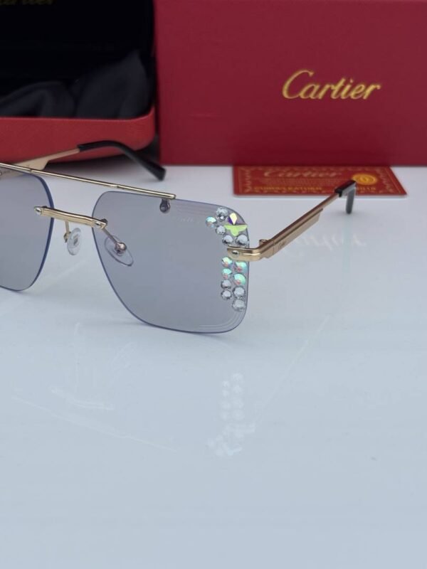 First Copy Cartier Silver Aviator Sunglasses Grey Lens Unisex UV Protection
