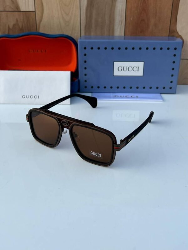 First Copy Gucci Aviator Sunglasses Black Frame Brown Lens