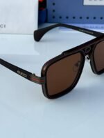 First Copy Gucci Aviator Sunglasses Black Frame Brown Lens