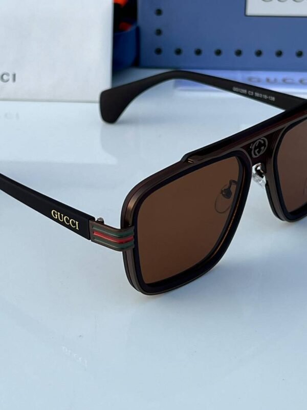 First Copy Gucci Aviator Sunglasses Black Frame Brown Lens