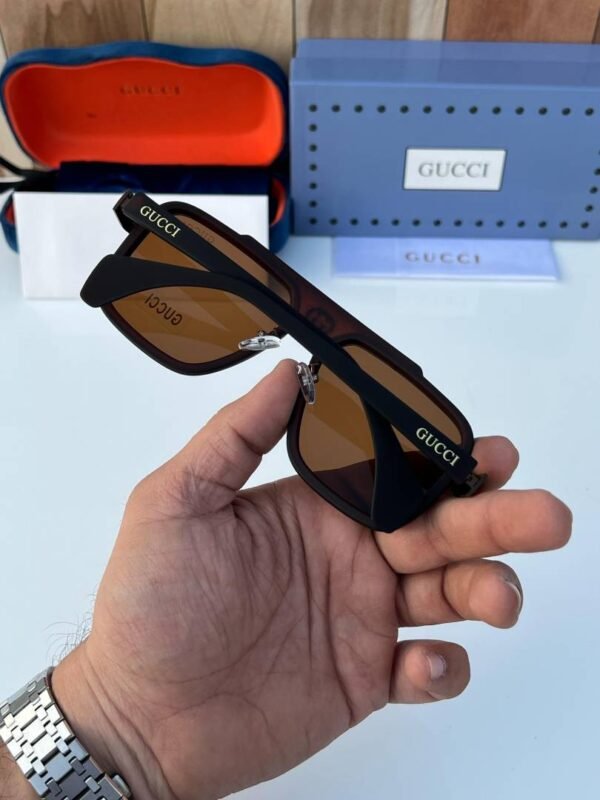 First Copy Gucci Aviator Sunglasses Black Frame Brown Lens