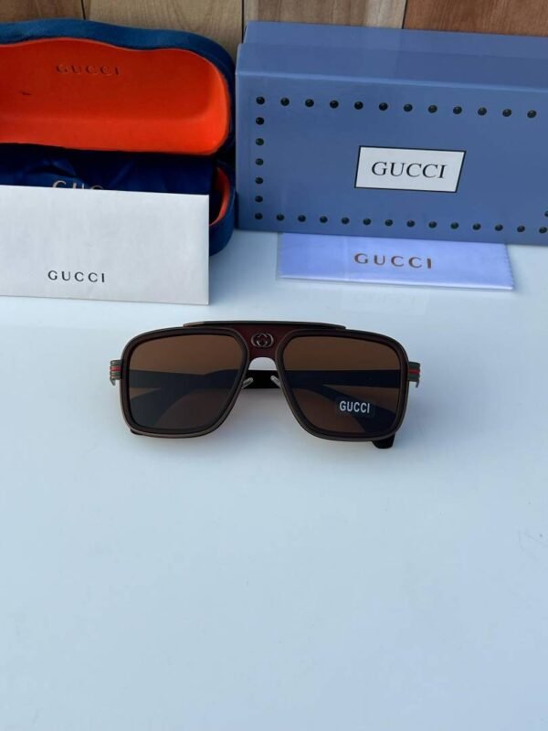 First Copy Gucci Aviator Sunglasses Black Frame Brown Lens
