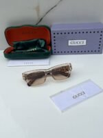 First Copy Gucci Rectangular Sunglasses Beige Transparent Frame Brown Lens