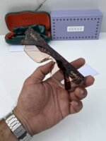 First Copy Gucci Rectangular Sunglasses Beige Transparent Frame Brown Lens