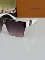 First Copy Louis Vuitton White Oversized Square Frame Brown Gradient Men’s Sunglasses
