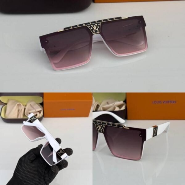 First Copy Louis Vuitton White Oversized Square Frame Brown Gradient Men’s Sunglasses