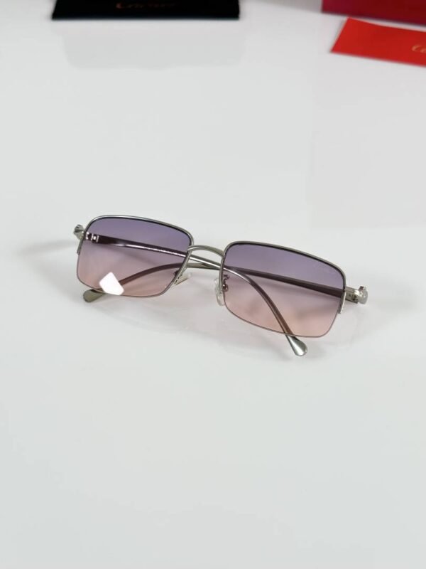 First Copy Cartier Square Pink Gradient Sunglasses Metal Frame Unisex UV Protection