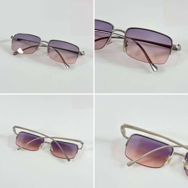 First Copy Cartier Square Pink Gradient Sunglasses Metal Frame Unisex UV Protection