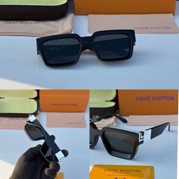 First Copy Louis Vuitton Black Geometric Frame Men’s Sunglasses
