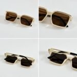 First Copy Louis Vuitton White Square Frame Brown Lens Men’s Sunglasses