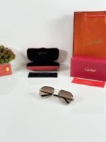 First Copy Cartier Gold Aviator Sunglasses Brown Gradient Unisex UV Protection