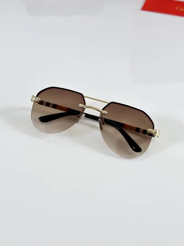 First Copy Cartier Gold Aviator Sunglasses Brown Gradient Unisex UV Protection