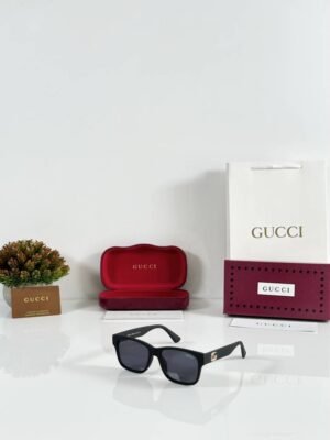 First Copy Gucci Square Sunglasses Black Frame Grey Lens