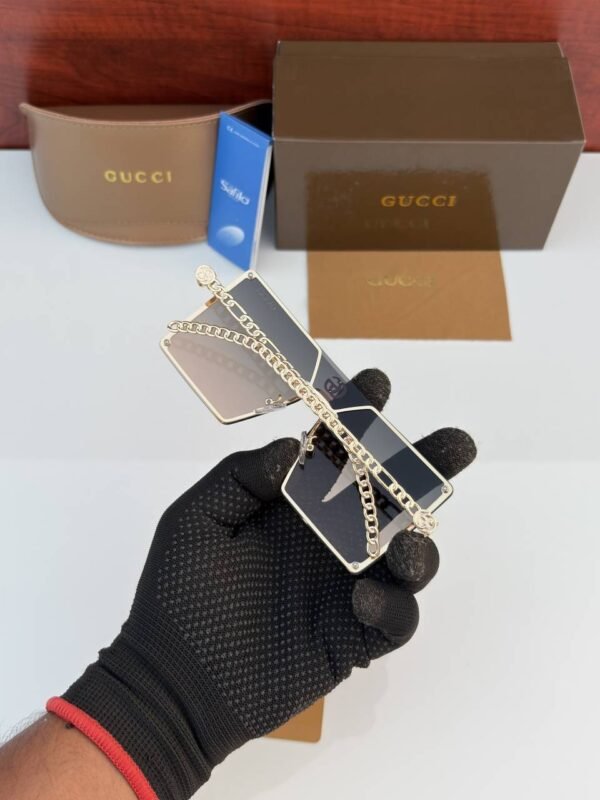 First Copy Gucci Oversized Square Sunglasses Gold Frame Gradient Brown Lens