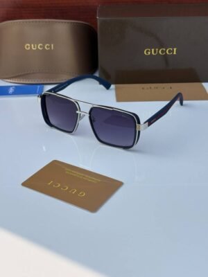 First Copy Gucci Navigator Sunglasses Silver Frame Gradient Grey Lens