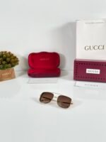 First Copy Gucci Aviator Sunglasses Silver Frame Gradient Brown Lens