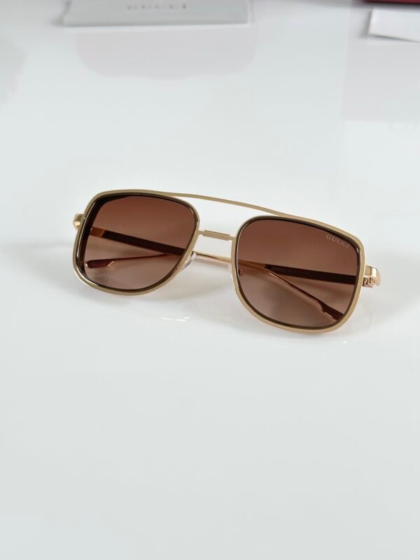 First Copy Gucci Aviator Sunglasses Silver Frame Gradient Brown Lens
