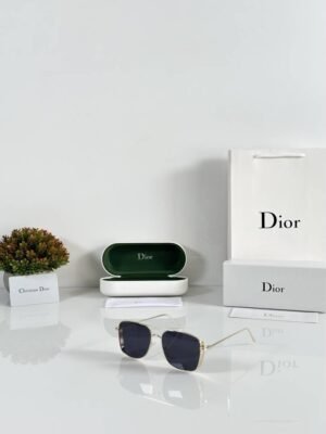 First Copy Dior Square Black Sunglasses Metal Frame Unisex UV Protection