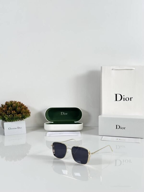 First Copy Dior Square Black Sunglasses Metal Frame Unisex UV Protection