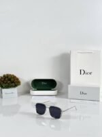 First Copy Dior Square Black Lens Sunglasses Metal Frame Unisex UV Protection