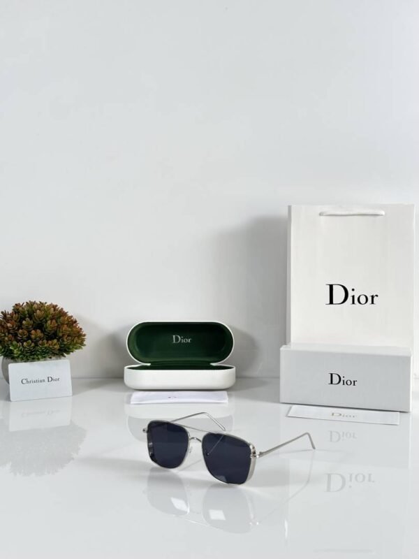 First Copy Dior Square Black Lens Sunglasses Metal Frame Unisex UV Protection