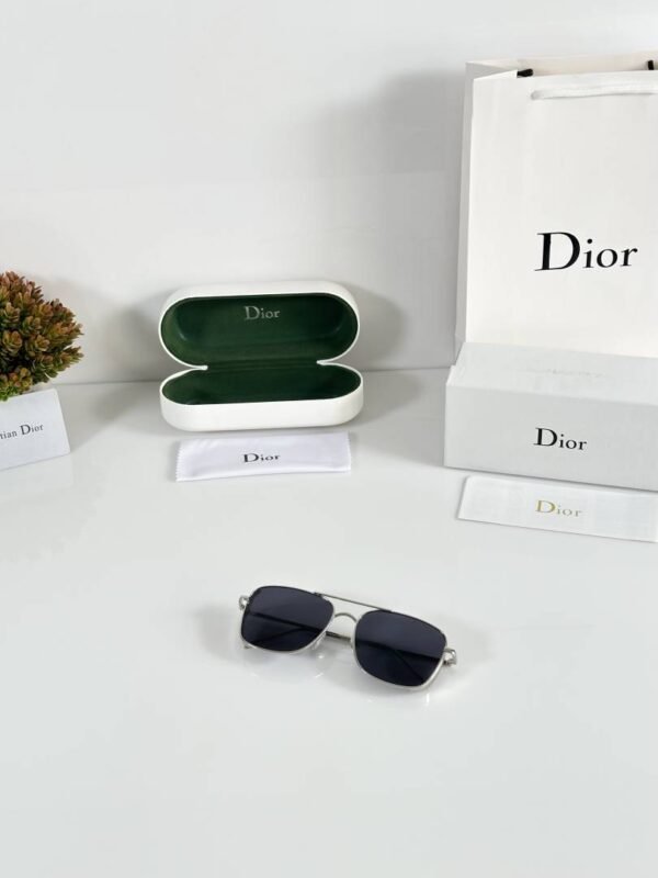 First Copy Dior Square Black Lens Sunglasses Metal Frame Unisex UV Protection