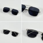 First Copy Dior Square Black Lens Sunglasses Metal Frame Unisex UV Protection