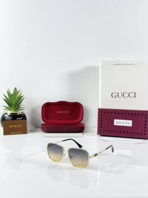 First Copy Gucci Aviator Sunglasses Gold Frame Gradient Grey Brown Lens