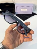 First Copy Gucci Square Sunglasses Black Frame Gradient Grey Lens