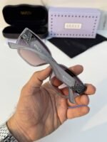 First Copy Gucci Cat Eye Sunglasses Black Frame Gradient Brown Lens