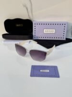 First Copy Gucci Cat Eye Sunglasses White Frame Gradient Grey Lens