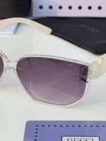First Copy Gucci Cat Eye Sunglasses White Frame Gradient Grey Lens