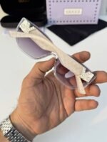 First Copy Gucci Cat Eye Sunglasses White Frame Gradient Grey Lens