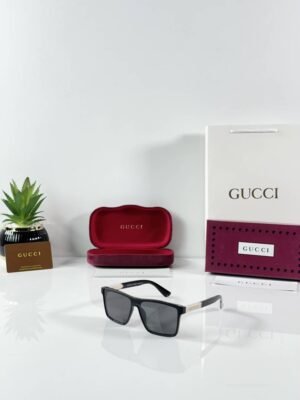 First Copy Gucci Square Sunglasses Black Frame Grey Lens