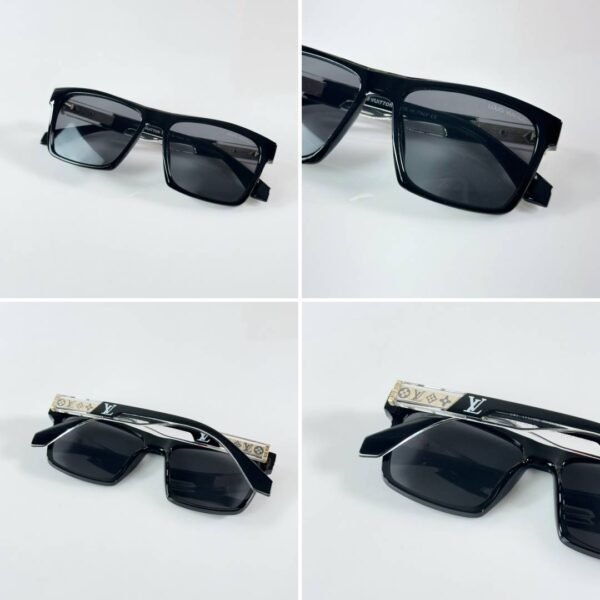 First Copy Louis Vuitton Black Square Frame Grey Lens Men’s Sunglasses